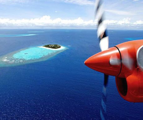 Полет на гидросамолете на Мальдивах